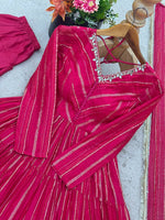 Thumbnail for Prazu Fashion Pink Mal Chanderi Silk Real Mirror With Hand Work Anarkali Suit