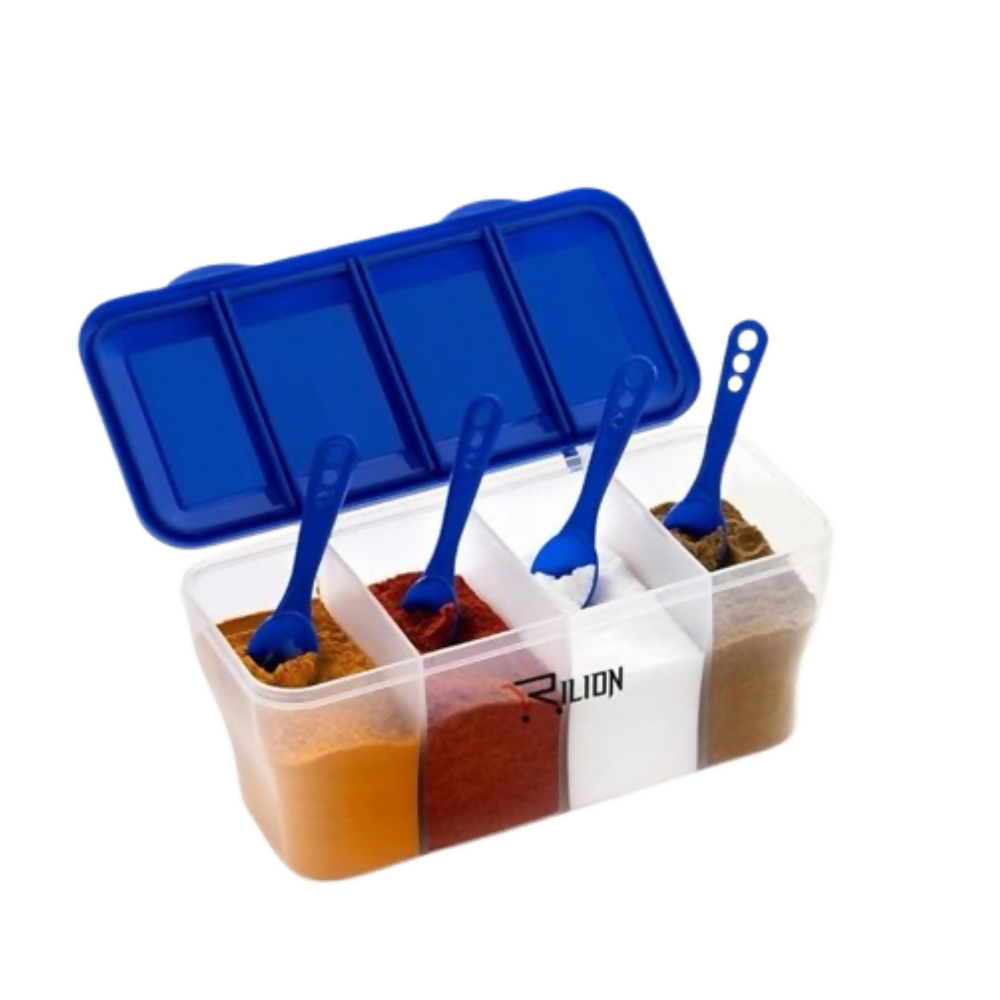 RILION Multipurpose Plastic 4 In 1 Masala Box for Kitchen - Dista