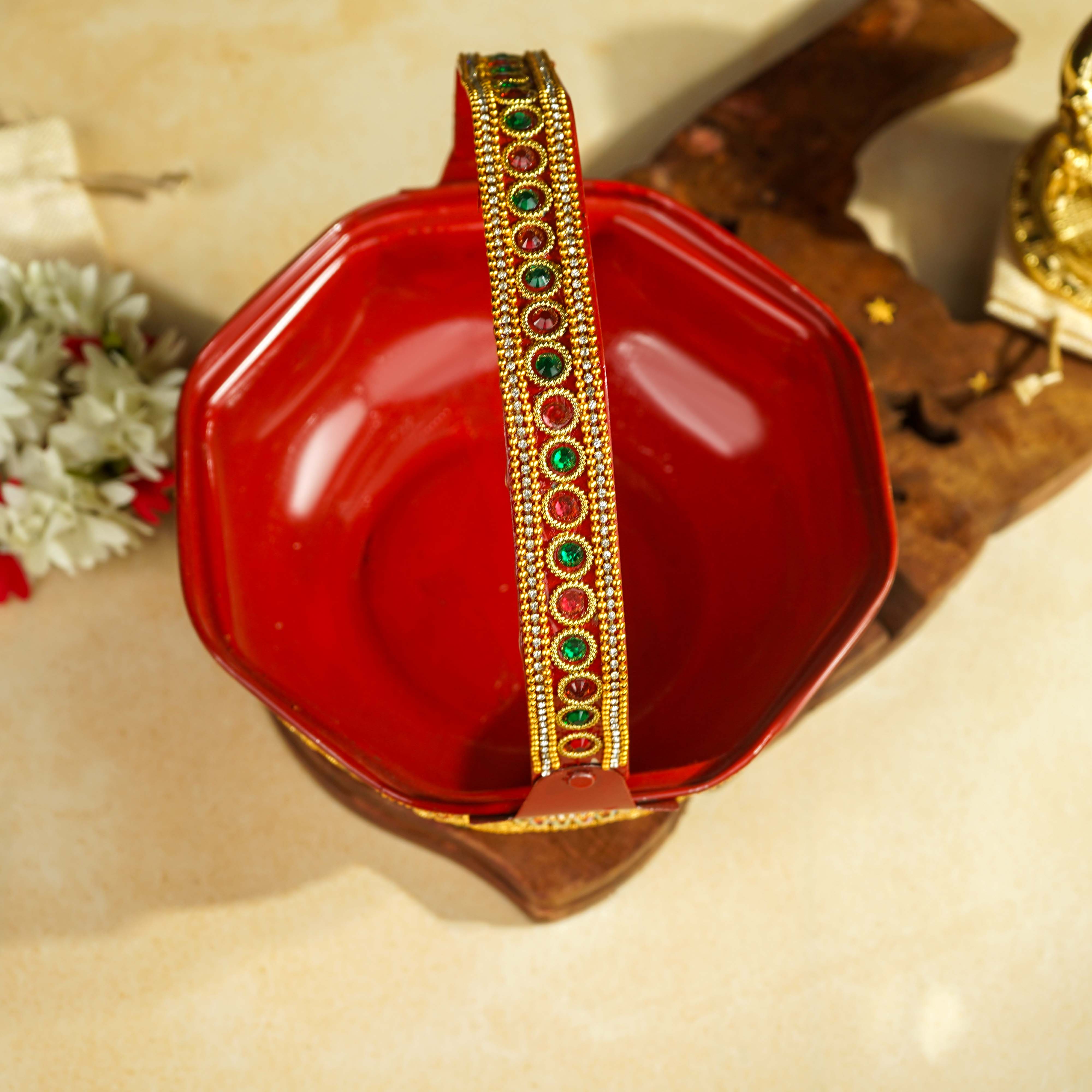 Sri Rudra Decorative Steel Pooja Basket (SR 00717) - Distacart