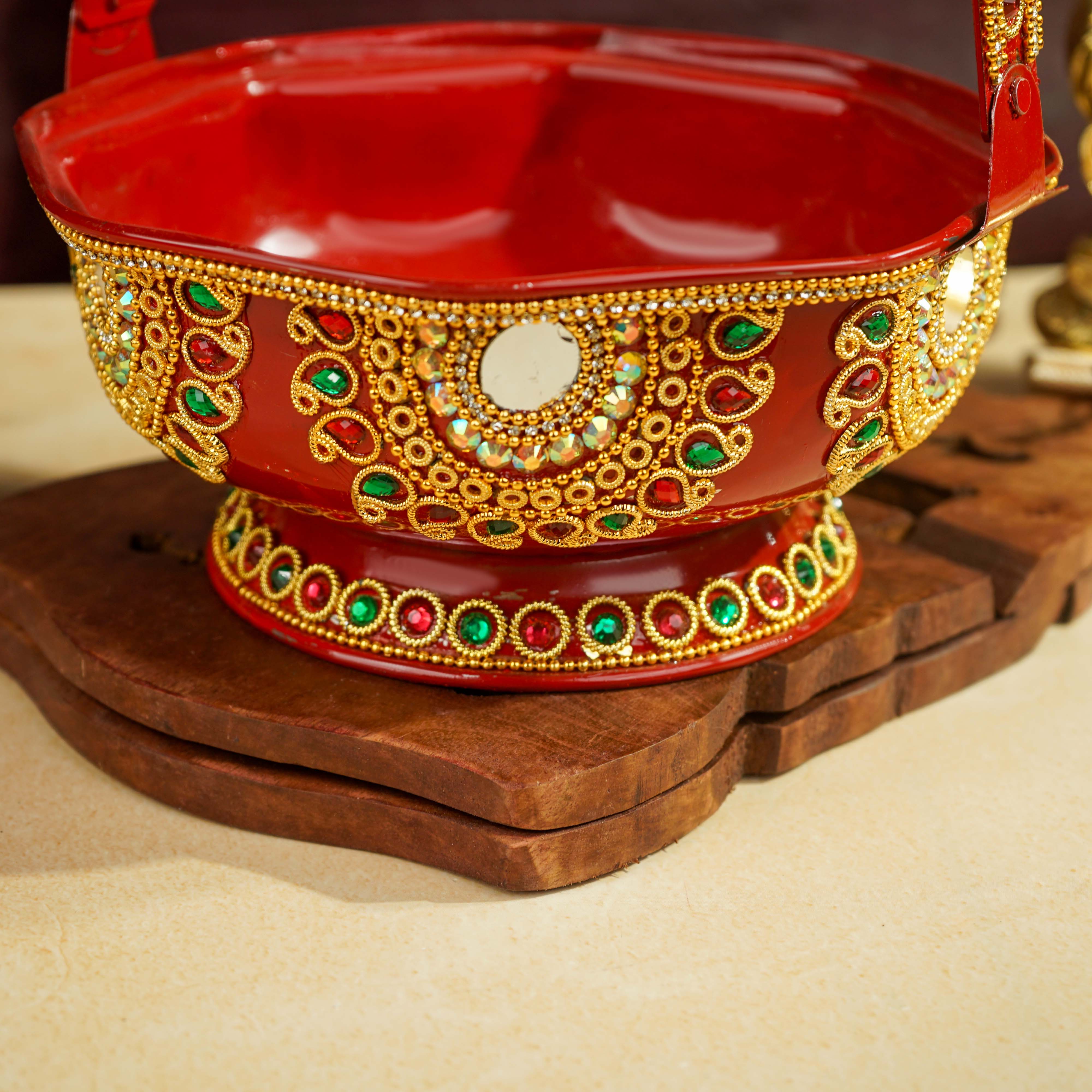 Sri Rudra Decorative Steel Pooja Basket (SR 00717) - Distacart