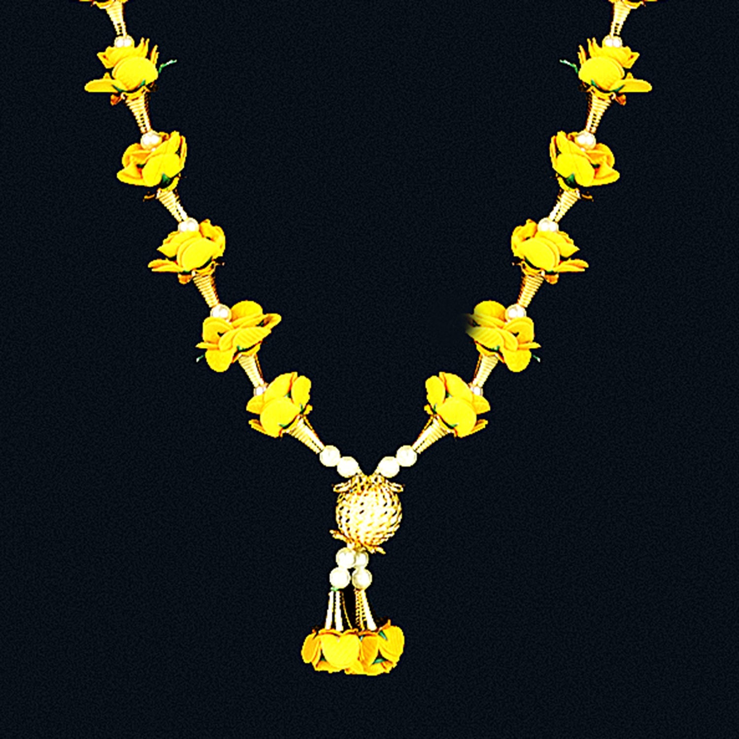 Sri Rudra Yellow Rose & Moti Mala (SR 0176) - Distacart