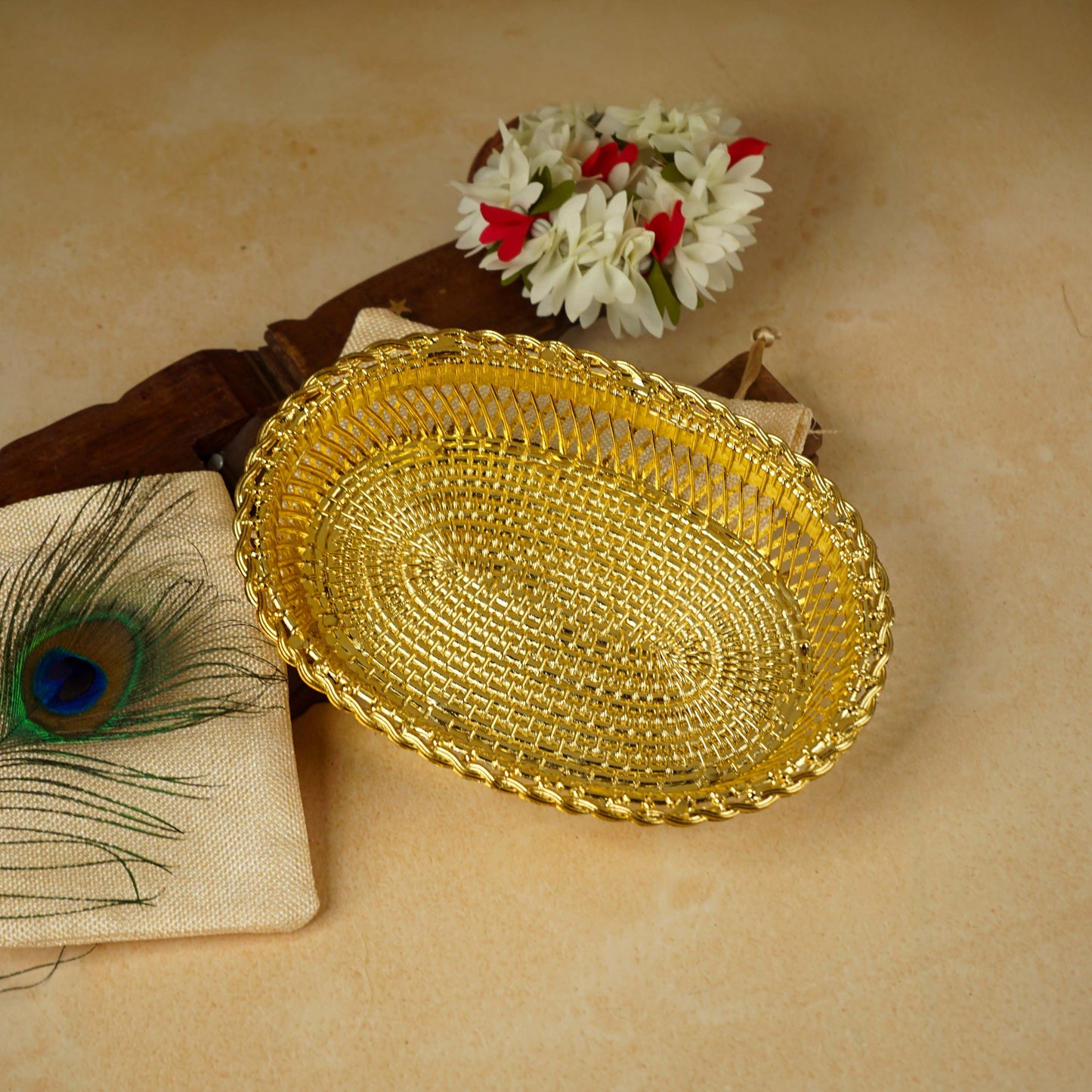 Sri Rudra Decorative Color Flower Tray (SR 0639) - Distacart