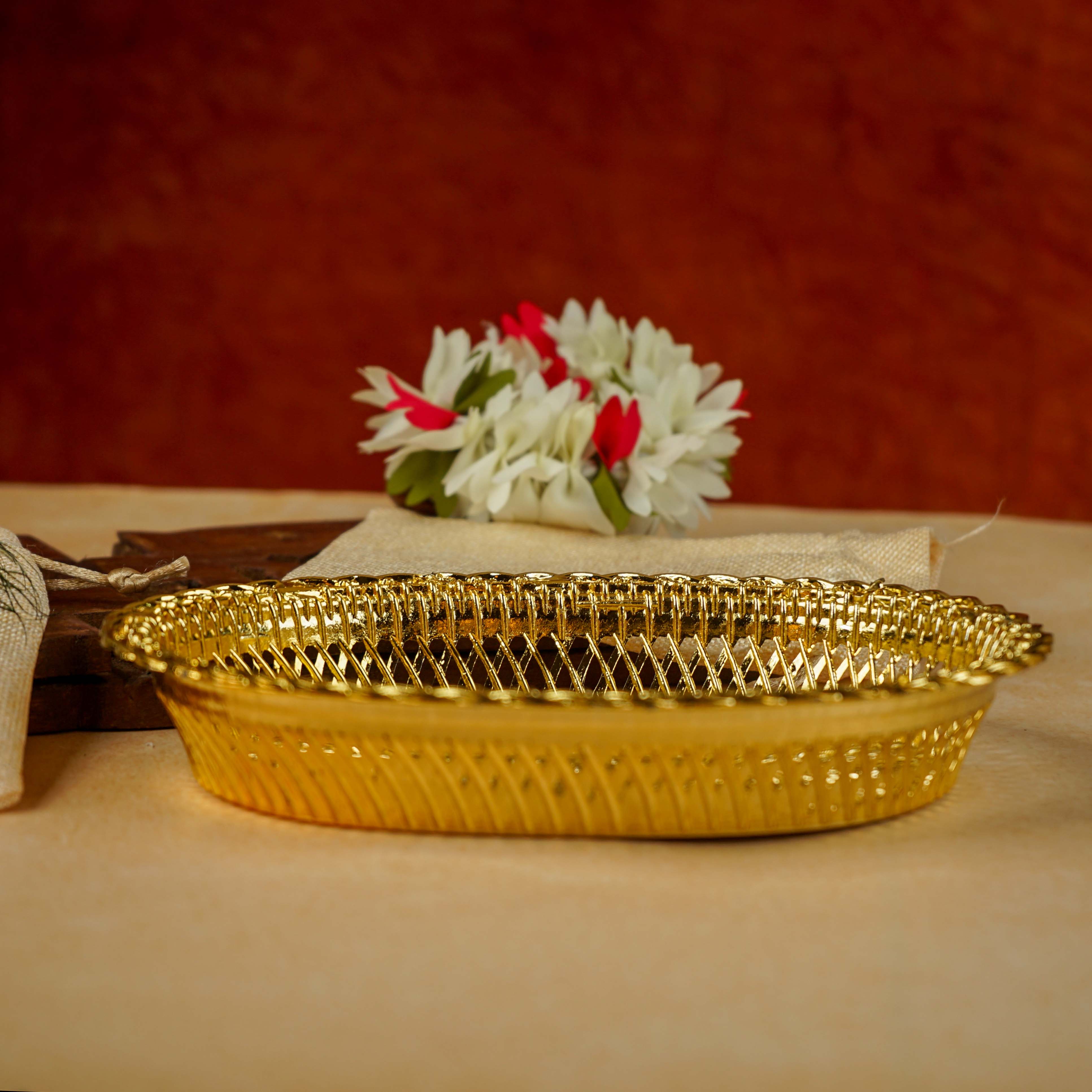 Sri Rudra Decorative Color Flower Tray (SR 0639) - Distacart