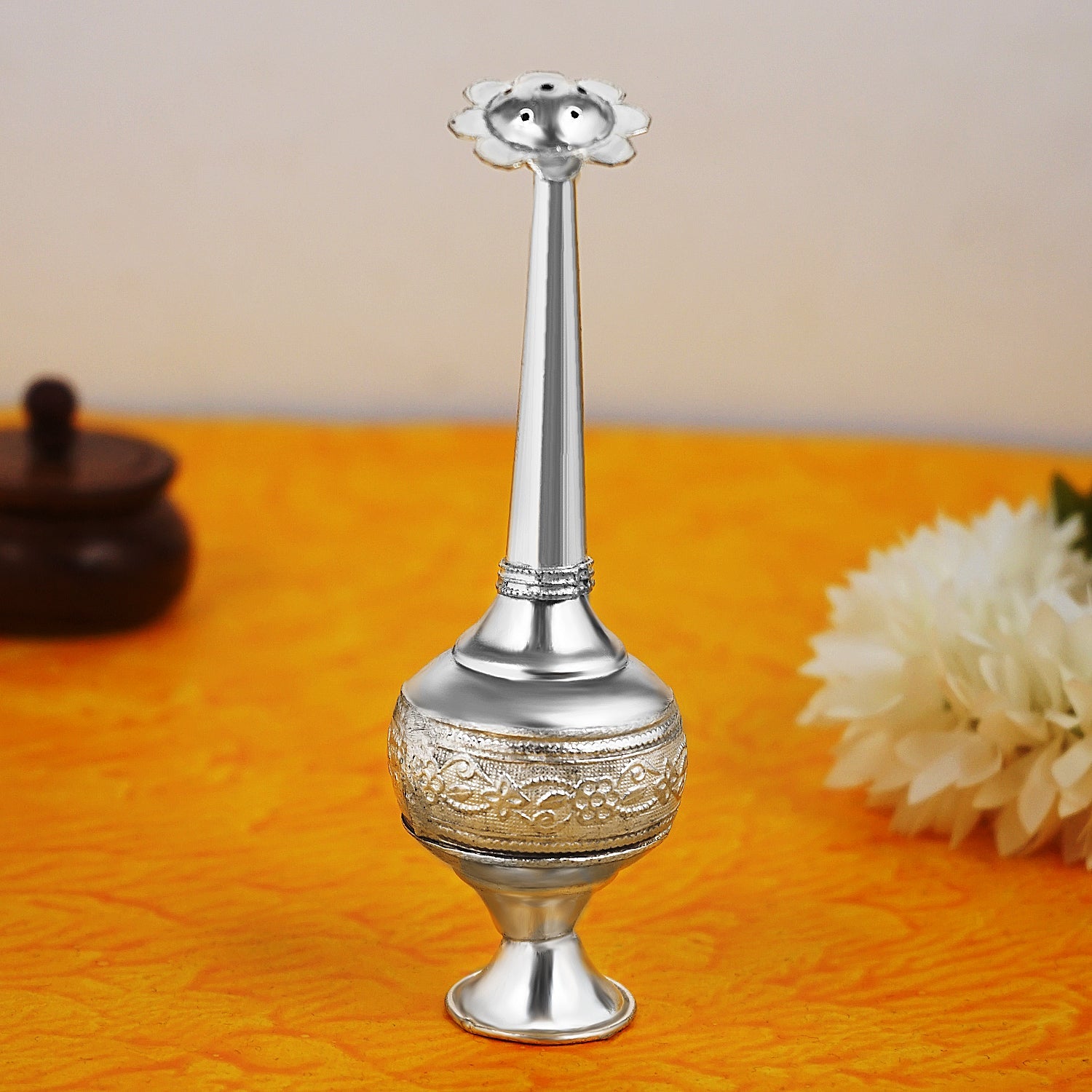 Sri Rudra German Silver Gulab Dani SR 02739 - Distacart
