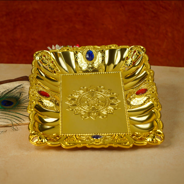Sri Rudra Gold Tray 12X10 (SR 01956) - Distacart