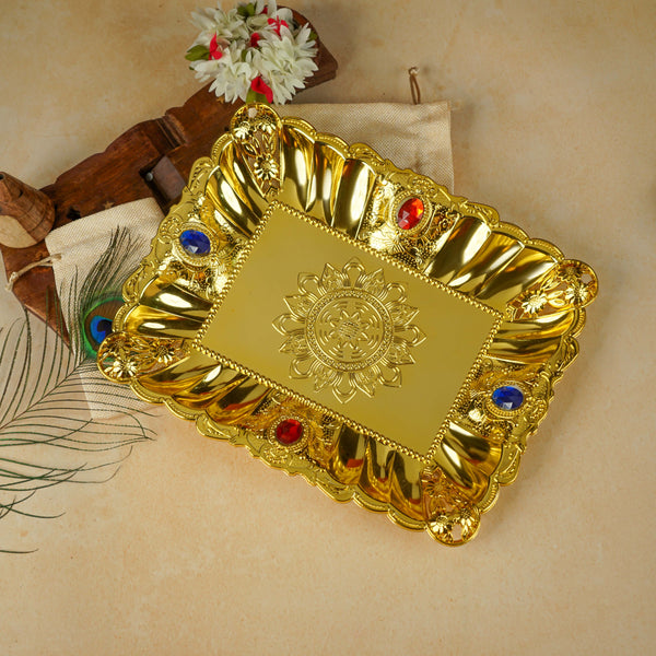 Sri Rudra Gold Tray 12X10 (SR 01956) - Distacart
