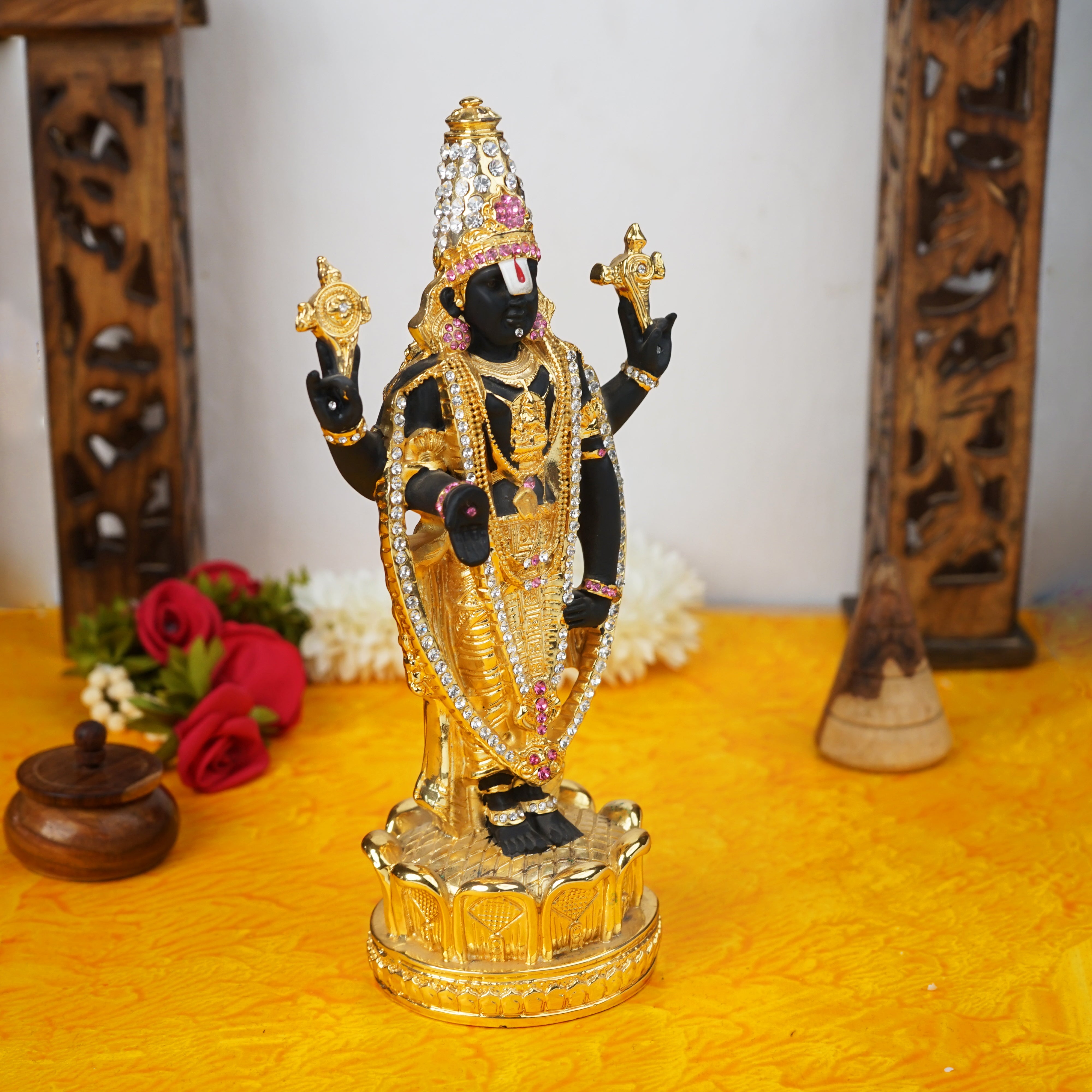 Sri Rudra Gold & Silver Polished Balaji 8'' With Diamond (SR 00221) - Distacart