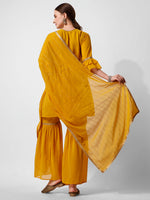 Thumbnail for Hand Embroidered Kurta With Sharara And Dupatta Set, Multicolor - Hiral Fashion - Distacart