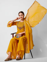 Thumbnail for Hand Embroidered Kurta With Sharara And Dupatta Set, Multicolor - Hiral Fashion - Distacart