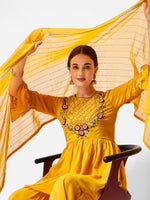 Thumbnail for Hand Embroidered Kurta With Sharara And Dupatta Set, Multicolor - Hiral Fashion - Distacart