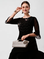 Thumbnail for Georgette Black Kurta With Pant Set, Multicolor - Hiral Fashion - Distacart