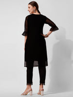 Thumbnail for Georgette Black Kurta With Pant Set, Multicolor - Hiral Fashion - Distacart