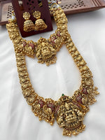 Thumbnail for Jewel City Traditional Temple Design Gold-Plated Lakshmi Long Necklace Jhumka Earrings Antique South Indian Bridal Jewelry Set