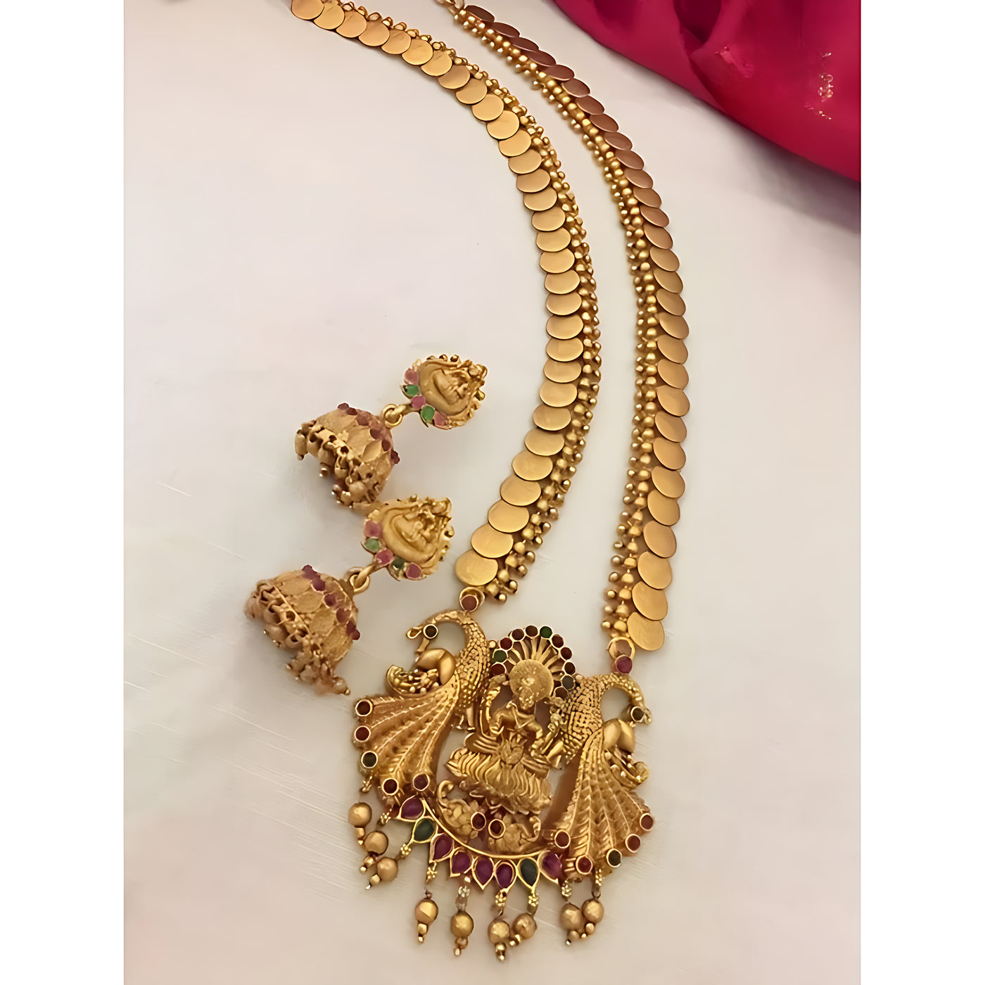 Jewel City Elegant Gold Jewelry Set: Necklace and Earrings with Pearls and Gemstones - Distacart