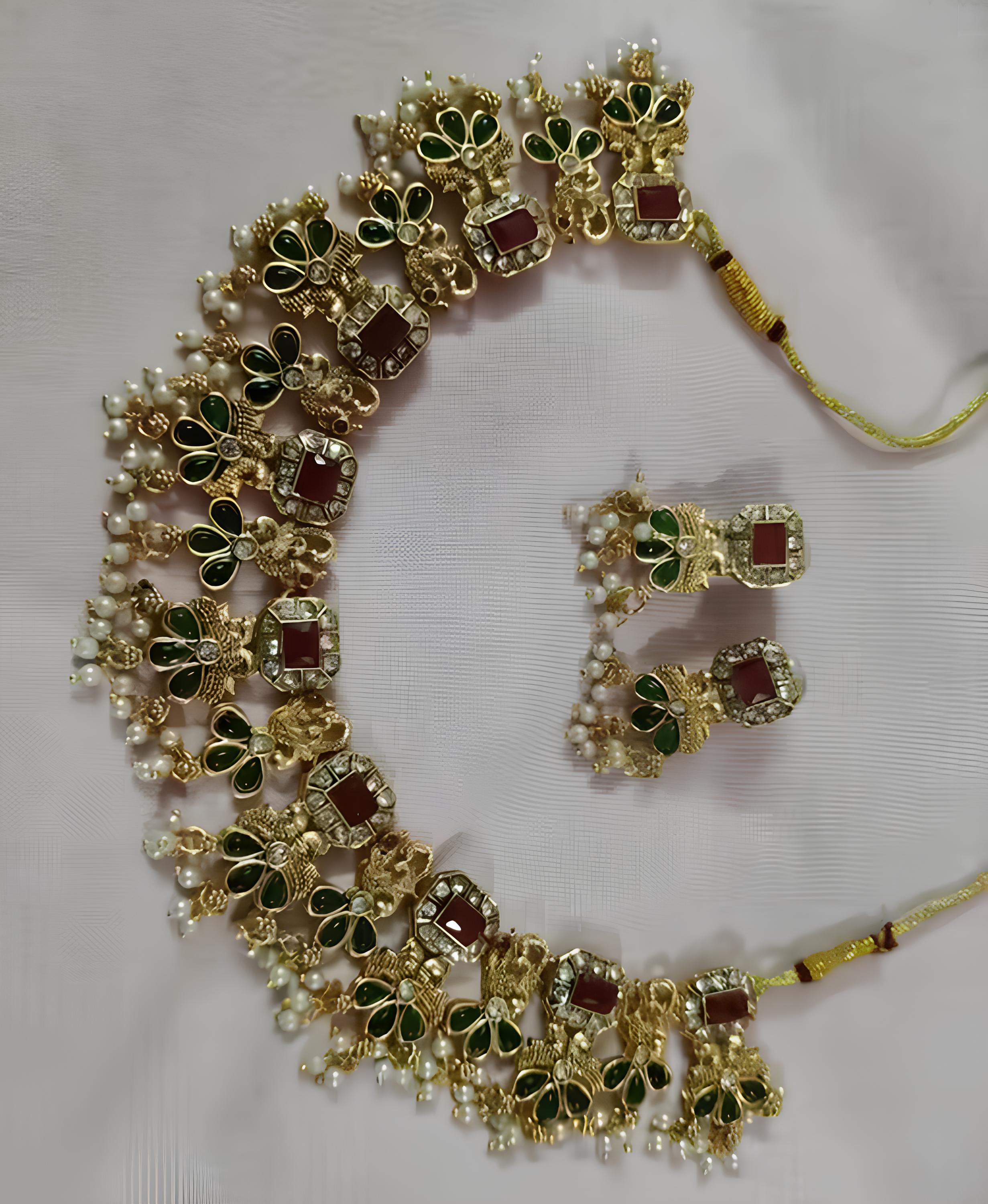 Jewel City Tradition Multi Color Neckalse Set Paired With Earing For Girls And Women