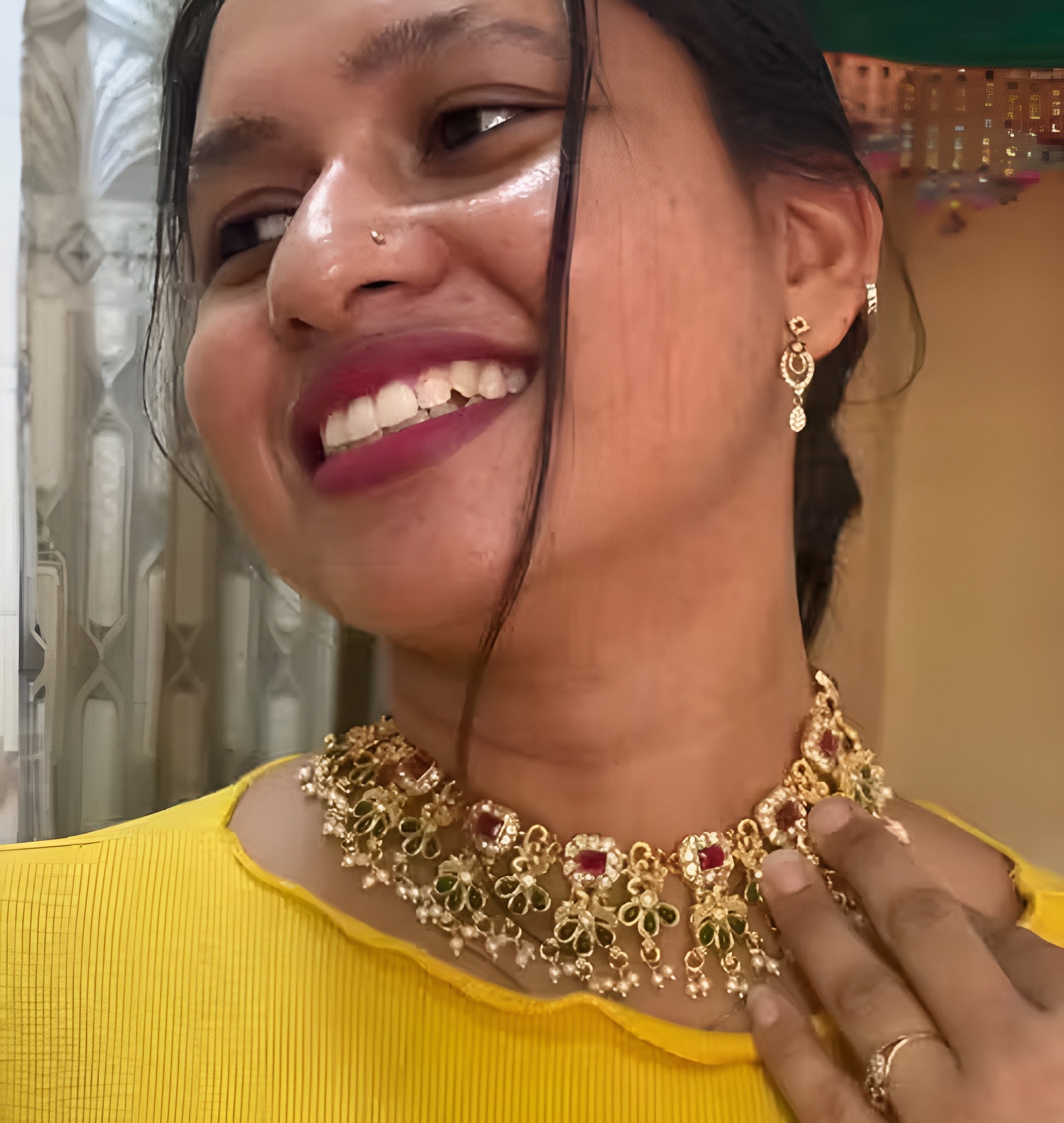 Jewel City Tradition Multi Color Neckalse Set Paired With Earing For Girls And Women