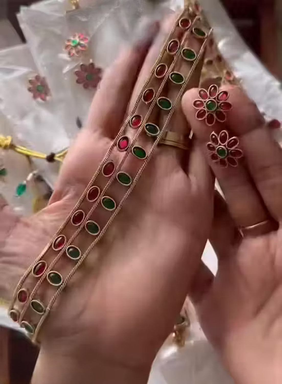 Jewel City Traditional Handcrafted Gold-Plated Red & Green Stone Choker Necklace Set – Ethnic Jewelry