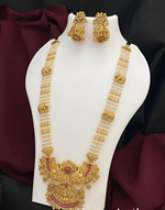 Thumbnail for Jewel City Traditional Pearl & Gold Temple Necklace Set – Lakshmi Design Bridal Jewelry