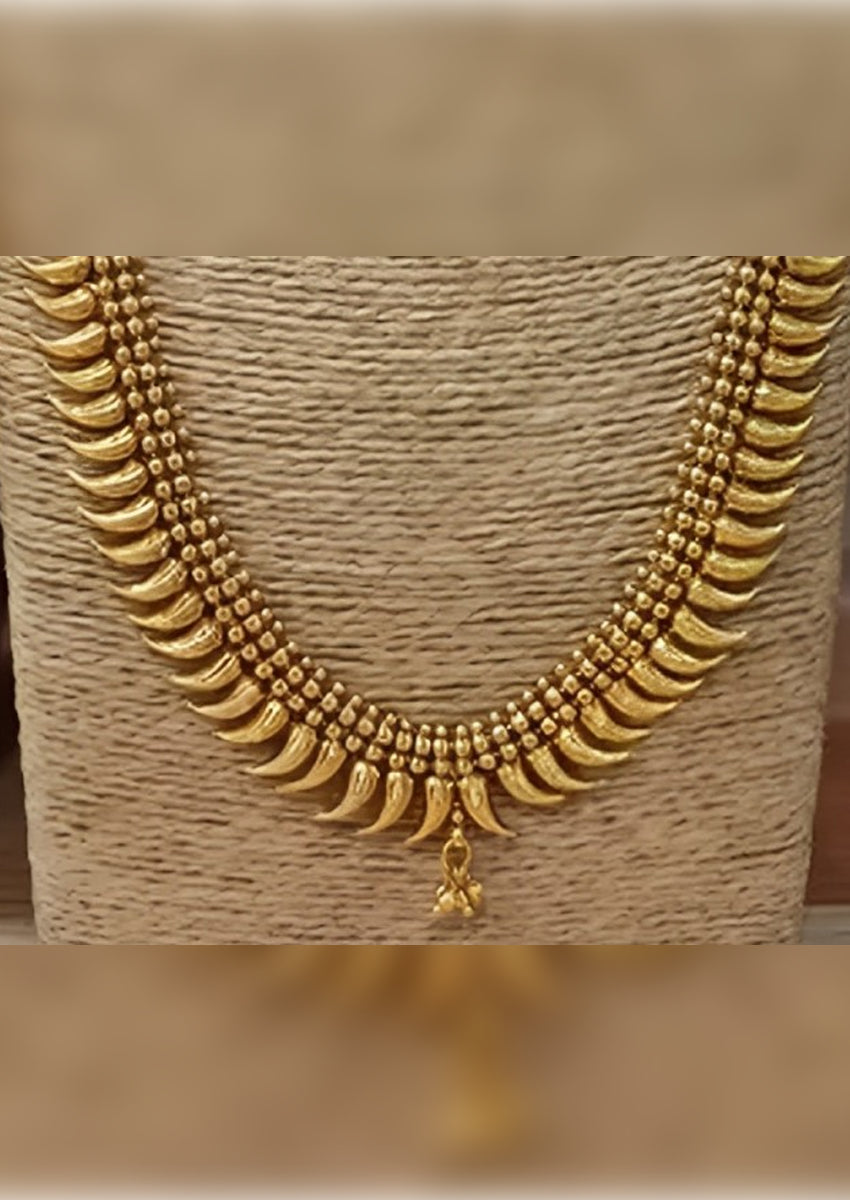 Jewel City Traditional Gold-Plated Kerala Mullamottu Mala Set with Jhumka Earrings