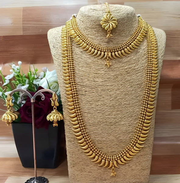 Jewel City Traditional Gold-Plated Kerala Mullamottu Mala Set with Jhumka Earrings