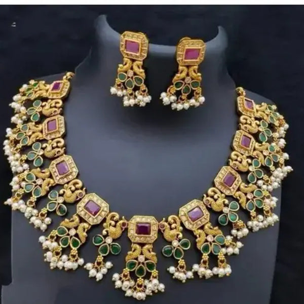 Jewel City Kundan Choker Necklace Set with Multicolor Stones Traditional Indian Wedding Jewelry Gold-Plated Ethnic Bridal Set - Distacart