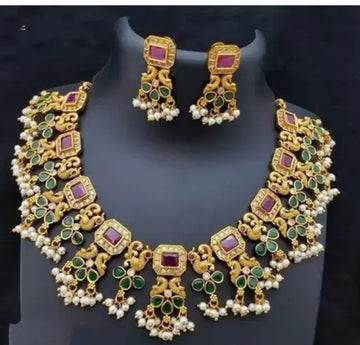 Jewel City Kundan Choker Necklace Set with Multicolor Stones Traditional Indian Wedding Jewelry Gold-Plated Ethnic Bridal Set - Distacart