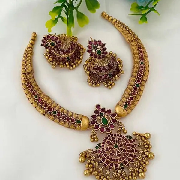Jewel City Traditional Gold-Plated Kundan Necklace Set with Multi Stones Handcrafted Ethnic Bridal Jewelry- Festival & Wedding Wear - Distacart