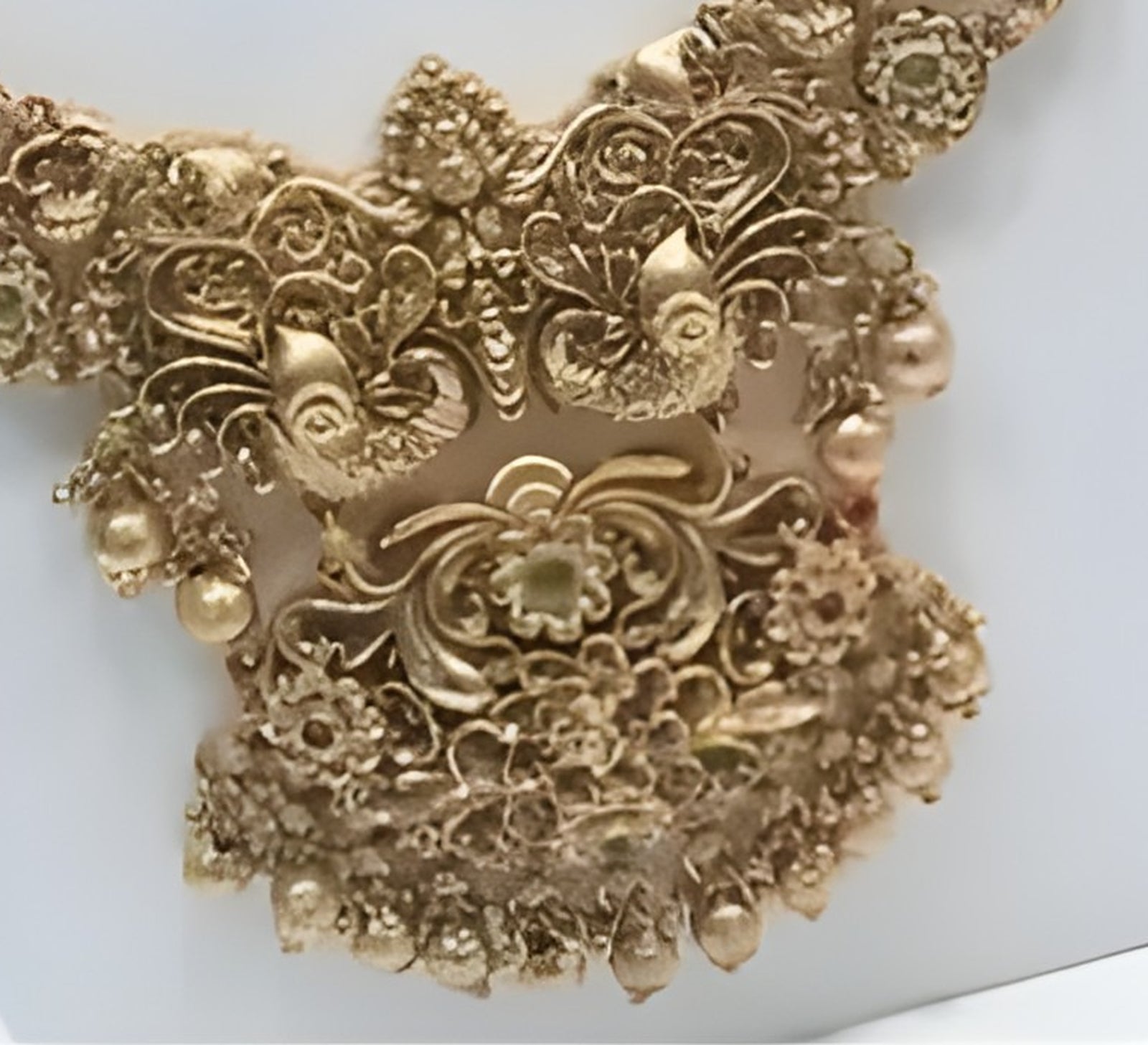 Jewel City Antique Gold Long Necklace Set - Traditional South Indian Temple Design Double Layer Bridal Jewelry with Lakshmi Pendant