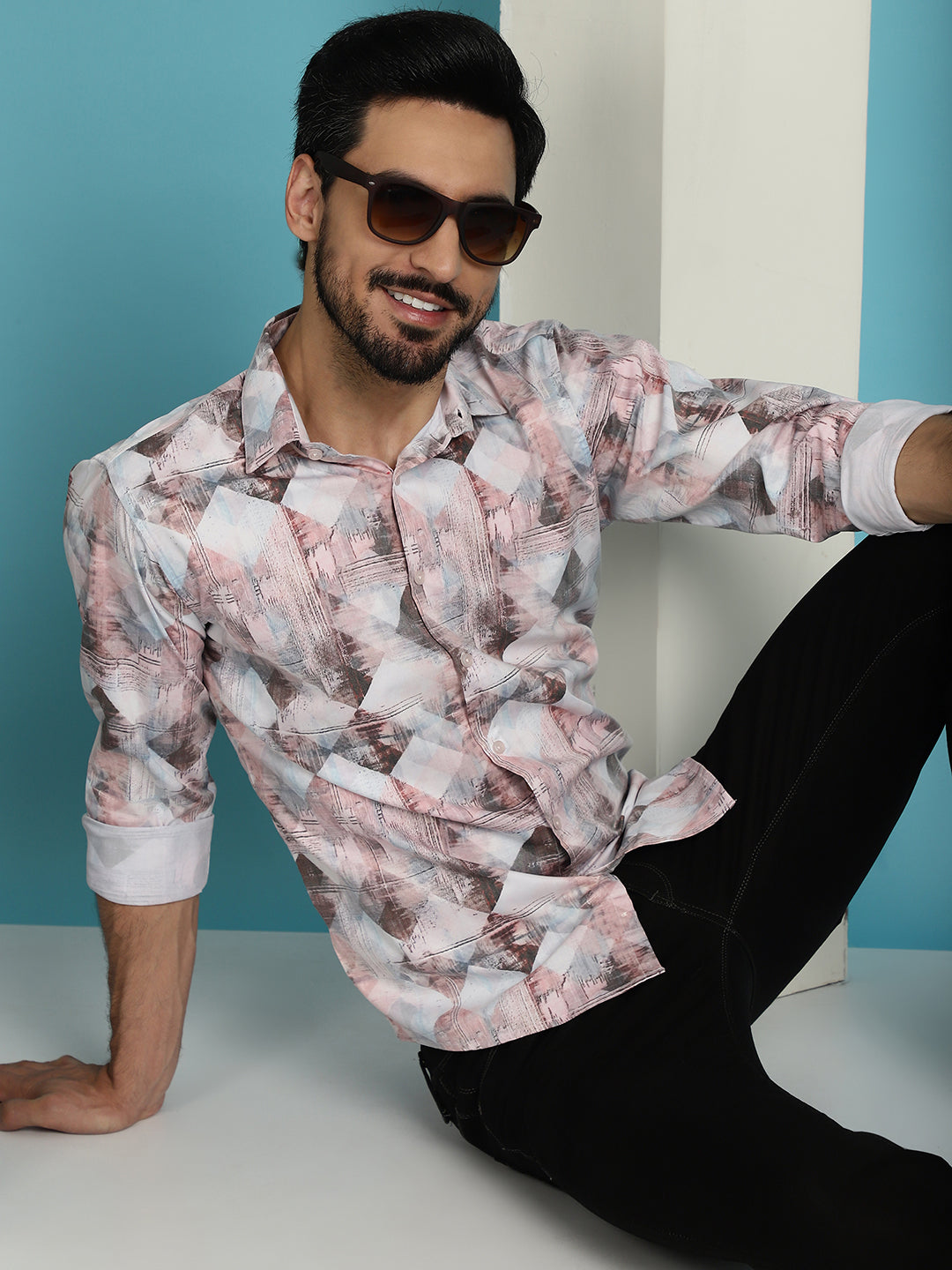 Indian Needle Men's Printed Casual Shirt - Coffee - Distacart