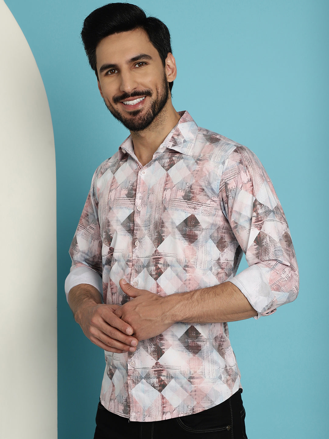 Indian Needle Men's Printed Casual Shirt - Coffee - Distacart