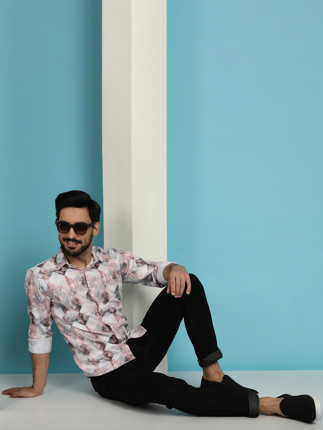 Indian Needle Men's Printed Casual Shirt - Coffee - Distacart