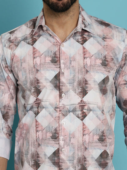 Indian Needle Men's Printed Casual Shirt - Coffee - Distacart