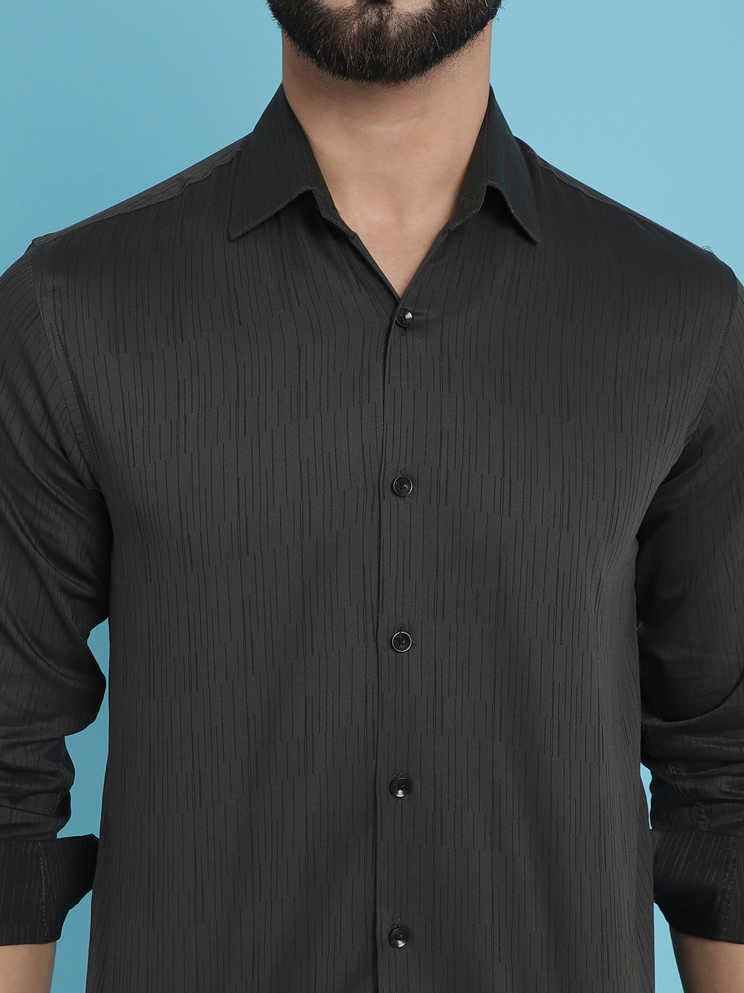 Indian Needle Men's Woven Design Casual Shirt - Charcoal - Distacart
