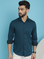 Thumbnail for Indian Needle Men's Woven Design Casual Shirt - Peacock - Distacart