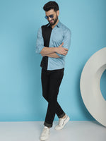 Thumbnail for Indian Needle Men's Premium Cotton Satin Casual Shirt - Sky Blue - Distacart