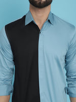 Thumbnail for Indian Needle Men's Premium Cotton Satin Casual Shirt - Sky Blue - Distacart