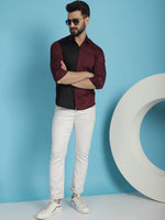 Thumbnail for Indian Needle Men's Premium Cotton Satin Casual Shirt - Wine - Distacart