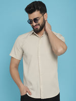 Thumbnail for Indian Needle Men's Striped Half Sleeve Casual Shirt - Cream - Distacart