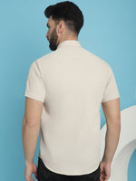 Thumbnail for Indian Needle Men's Striped Half Sleeve Casual Shirt - Cream - Distacart