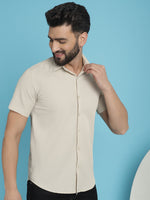 Thumbnail for Indian Needle Men's Striped Half Sleeve Casual Shirt - Cream - Distacart