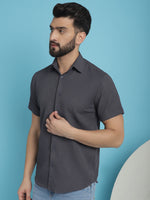 Thumbnail for Indian Needle Men's Striped Half Sleeve Casual Shirt - Grey - Distacart