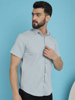 Thumbnail for Indian Needle Men's Striped Half Sleeve Casual Shirt - Light-Grey - Distacart