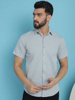 Thumbnail for Indian Needle Men's Striped Half Sleeve Casual Shirt - Light-Grey - Distacart