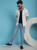 Thumbnail for Indian Needle Men's Striped Half Sleeve Casual Shirt - White - Distacart