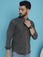 Thumbnail for Indian Needle Men's Denim Casual Shirt - Charcoal - Distacart