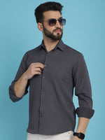 Thumbnail for Indian Needle Men's Striped Casual Shirt - Grey - Distacart