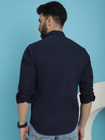 Thumbnail for Indian Needle Men's Striped Casual Shirt - Navy Blue - Distacart