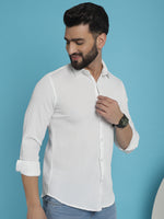 Thumbnail for Indian Needle Men's Striped Casual Shirt - White - Distacart