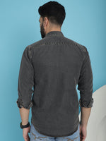 Thumbnail for Indian Needle Men's Faded Cotton Denim Casual Shirt - Charcoal - Distacart