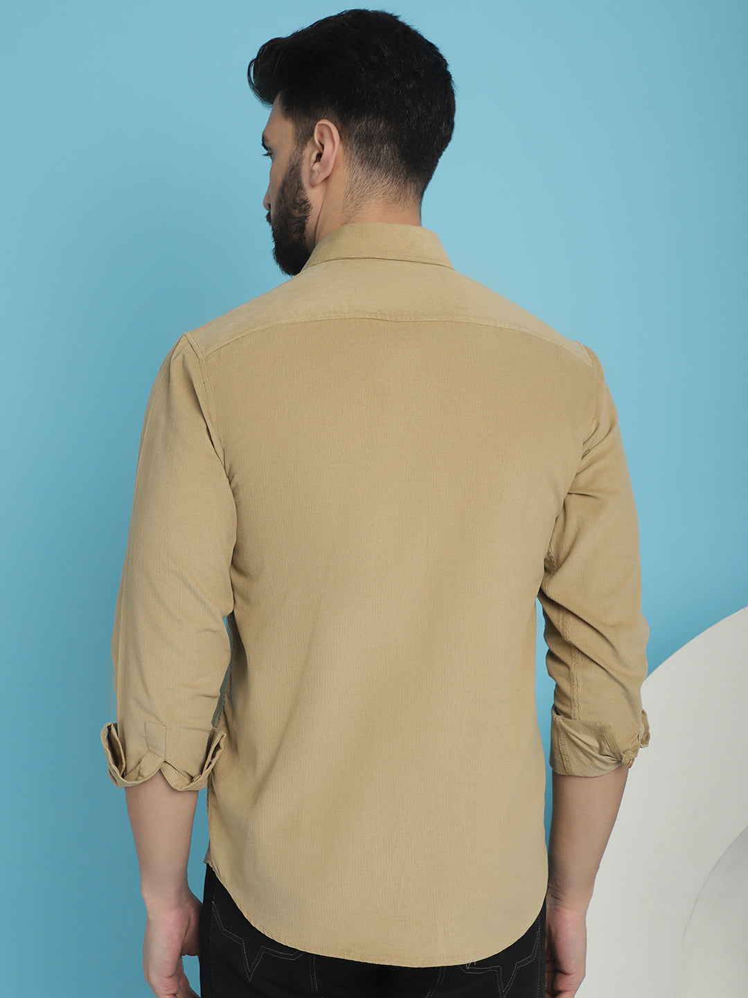 Indian Needle Men's Standard Corduroy Cotton Shirt - Beige - Distacart